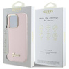 Original Handyhülle IPHONE 16 PRO MAX Guess Hardcase Silicone Script Metal Logo & Frame (GUHCP16XSMBSLP) rosa