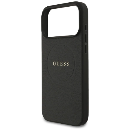Guess Grained Ring MagSafe Hülle für iPhone 17 Pro Max - Schwarz