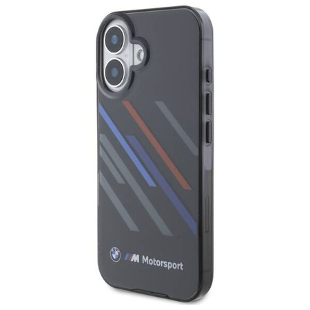 Original Handyhülle IPHONE 16 PLUS BMW Hardcase Motosport IML Random Stripes (BMHCP16M23HTRAK) schwarz