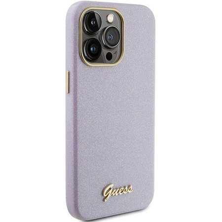 Guess Glitter Glossy Script case for iPhone 15 Pro Max - lilac