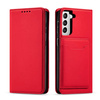 Magnet Card Case for Samsung Galaxy S22 + (S22 Plus) Pouch Wallet Card Holder Red