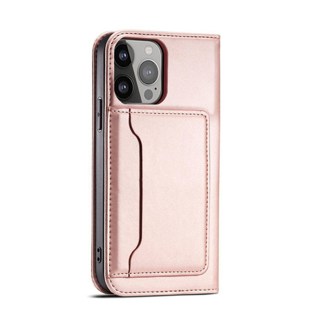 Magnet Card Case for iPhone 13 Pro Pouch Card Wallet Card Holder Pink