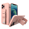 Rope case gel TPU airbag case cover with lanyard for iPhone 12 Pro Max pink