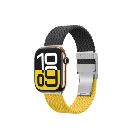 Zestaw 2 pasków AMAZINGTHING Blend Band do Apple Watch 45 / 46 / 49 mm - żółto-czarny / czarny