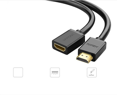 Ugreen kabel przewód przedłużacz HDMI (żeński) - HDMI (męski) 19 pin 1.4v 4K 60Hz 30AWG 2m czarny (10142)