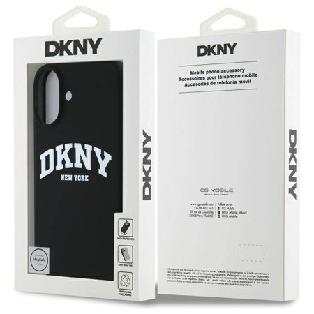 Original Case IPHONE 16 DKNY Hardcase Silicone White Printed Logo MagSafe (DKHMP16SSNYACH) black