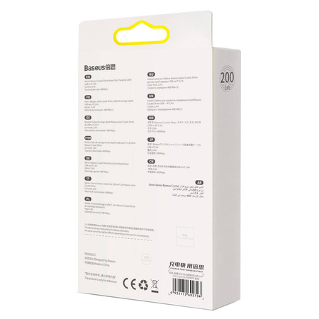 Baseus Crystal Shine Series Fast Charging Data Cable USB to iP 2.4A 2m Purple