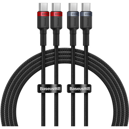 Baseus Cafule USB-C / USB-C cable 100W 1 m - red-black and black-gray (2 pcs.)