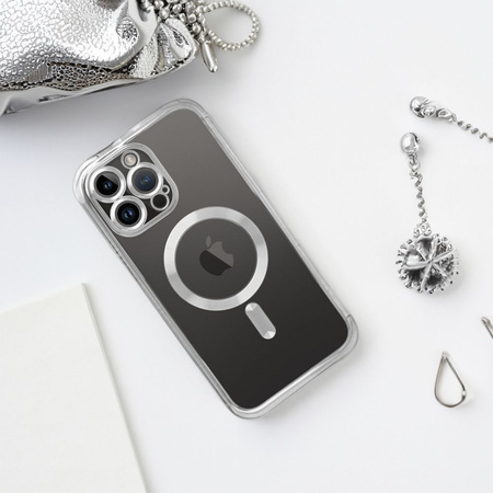 Futerał Electro Mag Cover kompatybilny z MagSafe do IPHONE 15 srebrny