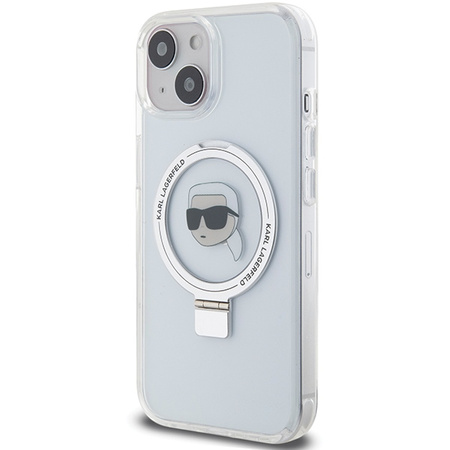 Karl Lagerfeld KLHMP15SHMRSKHH iPhone 15 6,1&quot; weiß/weiß Hardcase Ring Stand Karl Head MagSafe