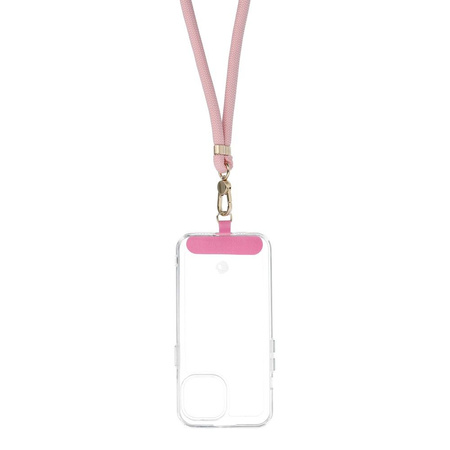 Zawieszka SWING (8mm) do telefonu z regulacją długości / długość sznura 165cm (max 82,5cm w pętli) / na ramię lub szyję - jasnoróżowy