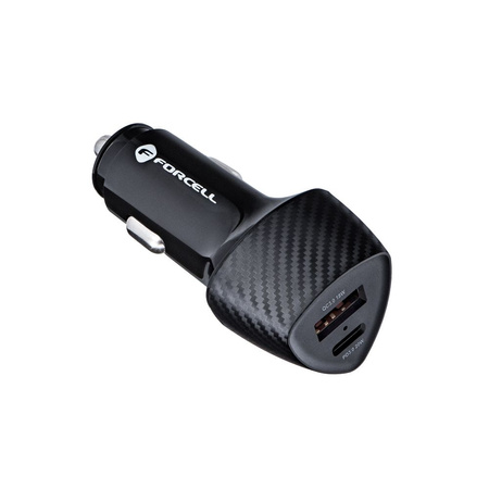 FORCELL CARBON ładowarka samochodowa Typ C 3.0 PD20W + USB QC3.0 18W 5A CC50-1A1C czarna (Total 38W)