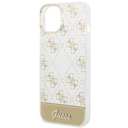 Original Case IPHONE 14 PLUS Guess Hardcase 4G Pattern Script gold