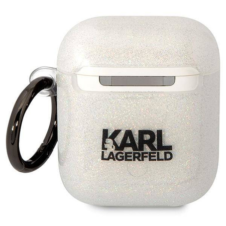 Oryginalne Etui APPLE AIRPODS Karl Lagerfeld Gliter Karl&Choupette (KLA2HNKCTGT) transparentne