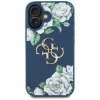 Etui Guess Grained Roses Big 4G logo na iPhone 16 - niebieskie