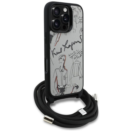 KARL LAGERFELD futerał do IPHONE 16 PRO MAX KLHCP16XPGGRMPCG kompatybilny z MagSafe (CRSSBY Grained PU W/ Pattern & Logo) szary
