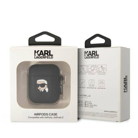 Karl Lagerfeld Silicone NFT Karl Head 3D - Etui AirPods 1/2 gen (czarny)
