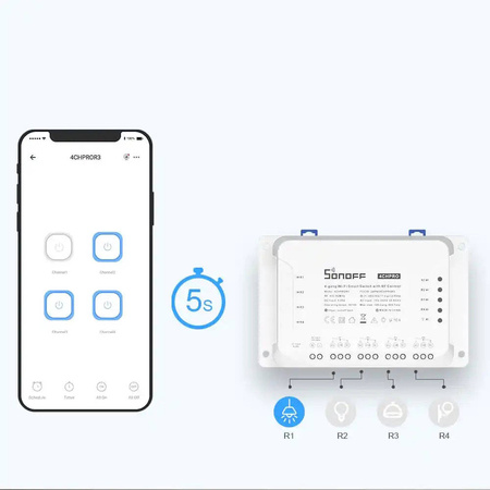 Sonoff Smart 4 Channel Relay Wi-Fi Current Switch White (4CHR3)