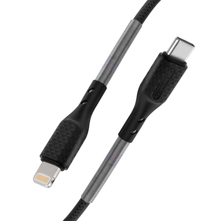 FORCELL Carbon kabel Typ C do iPhone Lightning 8-pin Power Delivery PD27W CB-01C czarny 1 metr