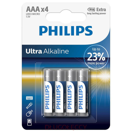 Bateria Alkaiczna AAA LR03 LONGLIFE PHILIPS Blister 4szt.