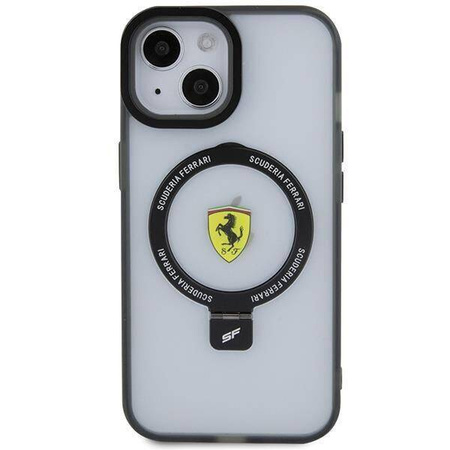 Oryginalne Etui IPHONE 14 PLUS / 15 PLUS Ferrari Hardcase Ring Stand 2023 Collection MagSafe (FEHMP15MUSCAH) transparentne