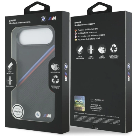 BMW M Tricolor Metal Logo MagSafe Case für iPhone 17 Air – Schwarz