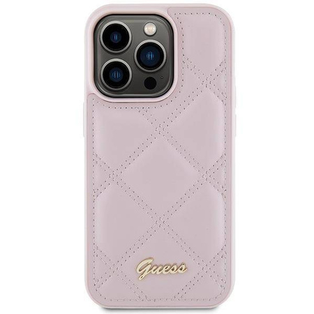 Guess Quilted Metal Logo case for iPhone 15 Pro Max - pink