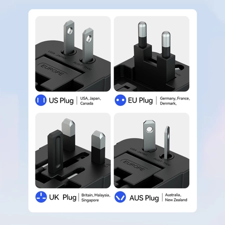 Wozinsky WUTWC travel adapter universal 24W EU / US / AUS / UK / 2x USB-A - black