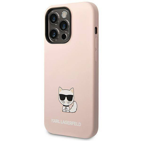 Oryginalne Etui IPHONE 14 PRO Karl Lagerfeld Hardcase Silicone Choupette Body jasny róż