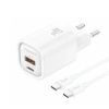 FONENG ładowarka sieciowa EU70 PD 20W 1xUSB-C + 1xUSB QC3.0 + kabel USB-C - USB-C Biały