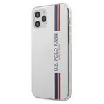 US Polo Assn Shiny Tricolor Stripes - Etui iPhone 12 / iPhone 12 Pro (biały)