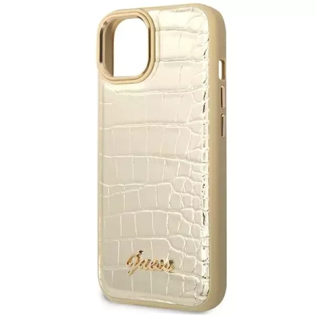 Original Case IPHONE 14 PLUS Guess Croco Collection gold