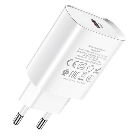 HOCO ładowarka sieciowa Typ C PD 20W Fast Charge Smart Charging N14 biała