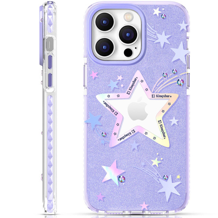 Kingxbar Heart Star Series case for iPhone 14 Plus purple star case