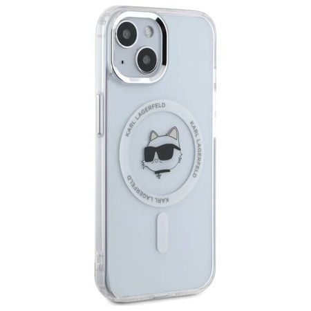 Etui Karl Lagerfeld IML Metal Choupette Head MagSafe na iPhone 15 Plus - białe