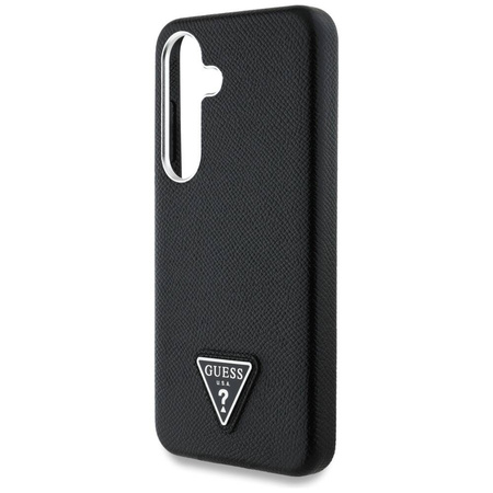 Original Handyhülle SAMSUNG GALAXY S25 Guess Grained Triangle Logo MagSafe schwarz