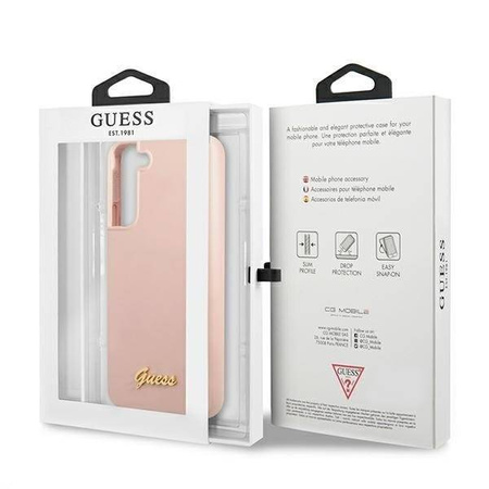 Guess GUHCS22MLSLMGPP S22 + S906 pink / pink hardcase Silicone Script Metal Logo