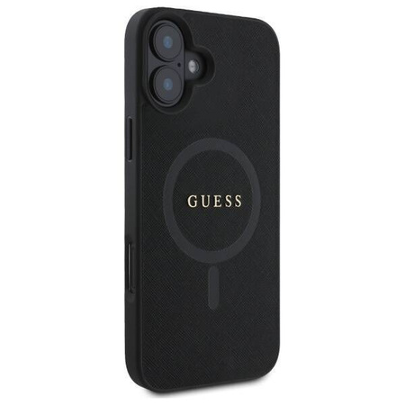Original Case IPHONE 16 Guess Hardcase Saffiano Classic Logo MagSafe (GUHMP16SPSAHMCK) black
