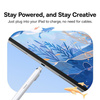 Baseus Smooth Writing 2 Stylus mit aktiver Spitze für iPad + USB-A – Lightning Kabel und austauschbare Spitze – Weiß