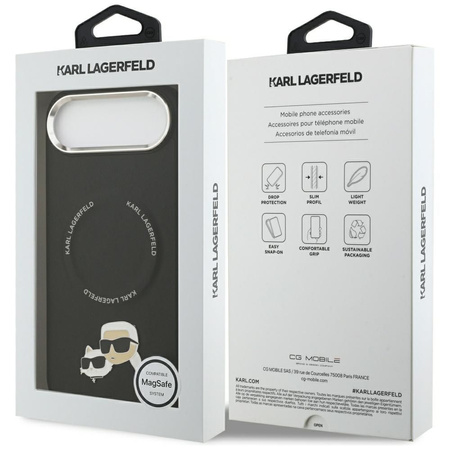 Karl Lagerfeld nakładka Magsafe PU case with Karl&Choupette heads pins logo and metal camera buttons do iPhone 17 Air czarna