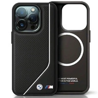 BMW Perforierte Twisted Line MagSafe Hülle für iPhone 15/14/13 – Schwarz