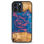Hülle aus Holz und Harz für iPhone 13 Pro Max Bewood Unique Vegas – Pink und Blau