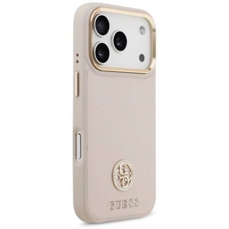 Etui Guess Grained Strass Logo MagSafe na iPhone 17 Pro - różowe