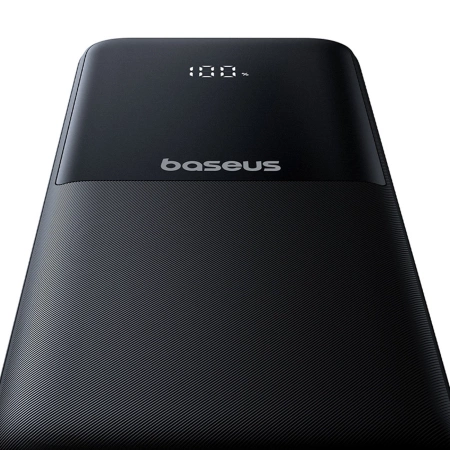 Baseus Lipow 10000mAh 22,5W Powerbank mit integriertem Dual-Kabel und Display (inkl. zusätzlichem schwarzen Baseus Simple USB-A-auf-USB-C-Kabel, 3A, 0,2 m) – Schwarz