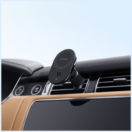 Uchwyt samochodowy z ładowarką           bezprzewodową PITAKA MagEZ Pro 2 Qi2 15W NFC Magsafe czarno szary