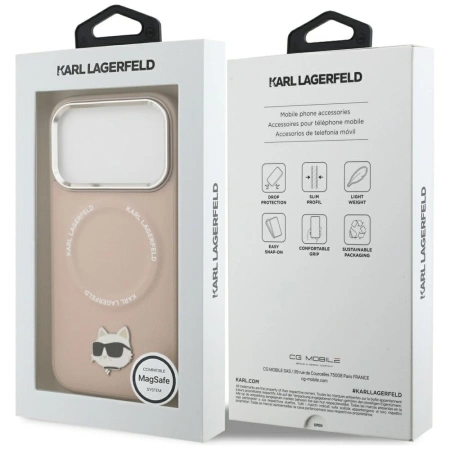 Etui Karl Lagerfeld Choupette Pin MagSafe do iPhone 17 Pro Max - różowe
