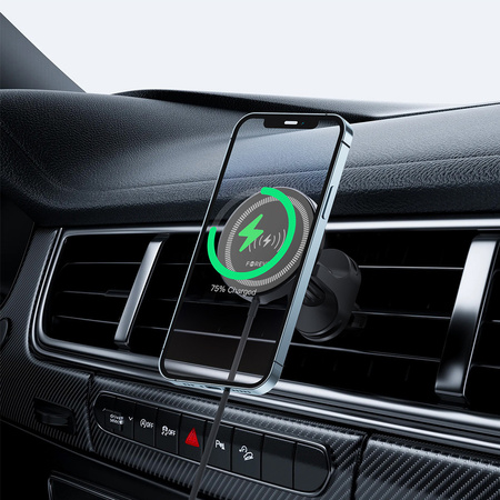 Forever uchwyt samochodowy do kratki MACH-300 magnetyczny z ładowaniem bezprzewodowym czarny Qi2 15W