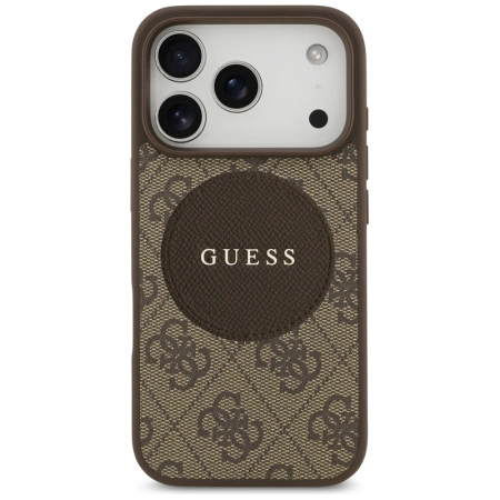 Guess 4G Circle Classic Logo MagSafe Hülle für iPhone 17 Pro - Braun