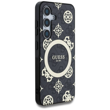 GUESS SAMSUNG S25 GUHMS25SH4PYEEK GOLD PEONY PATTERN MAGSAFE BLACK