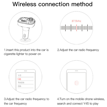 Yesido Transmiter FM Y45 MP3, Bluetooth - 2xUSB + Typ C + microSD - QC 18W PD 20W czarny